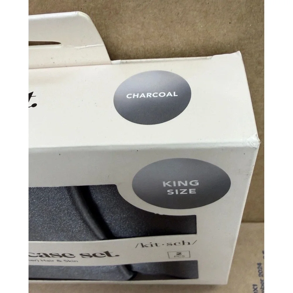 2 Pack Kitsch King Size Satin Pillowcases Classy Charcoal 36